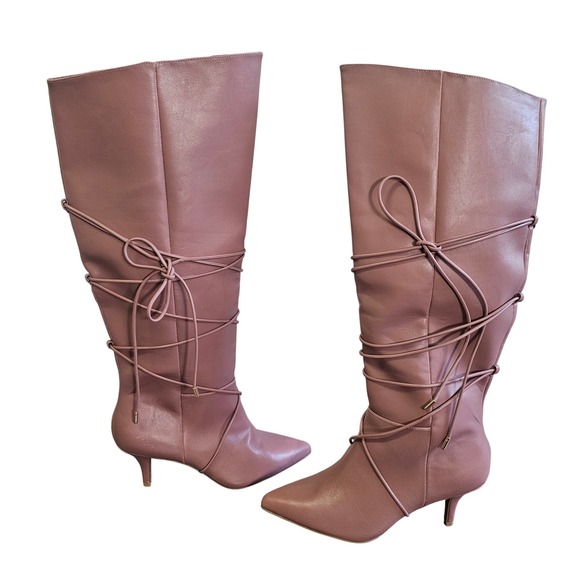 Journee Collection Kaavia Heeled Boots in Wide Calf Size 10 Pink - Picture 1 of 12
